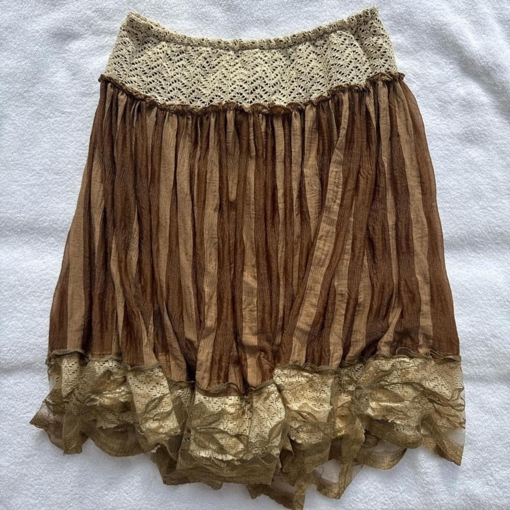 lipstick boho fairycore flowy flare midi skirt (deadstock)